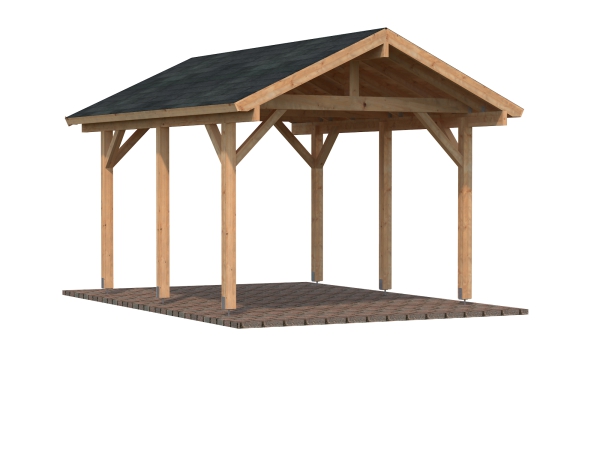 Carport Robert 11,7 m² in braun imprägniert.