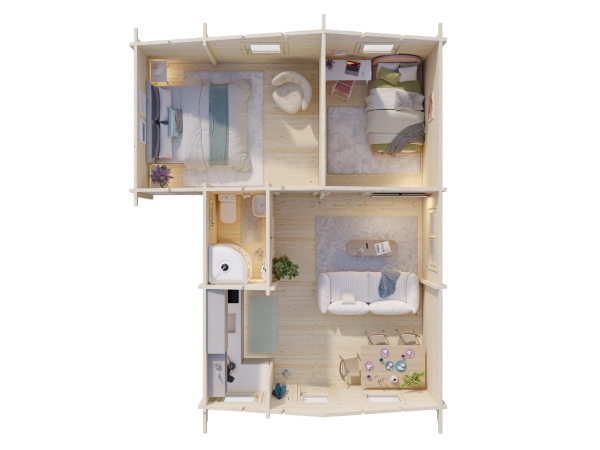 Grundmaße Blockhaus Emily 39,2m².