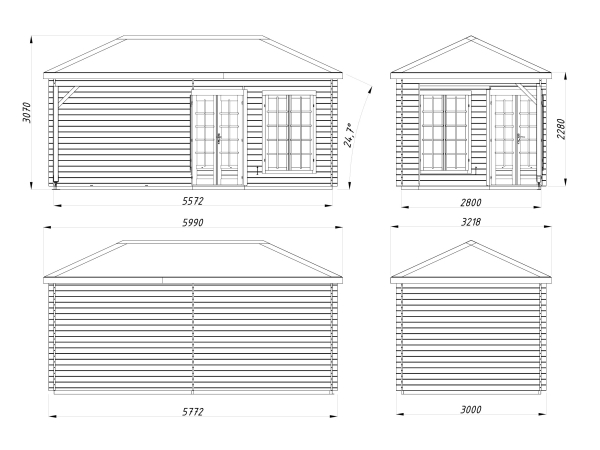 5-Eck Gartenhaus Melanie 7,0+8,1 m²