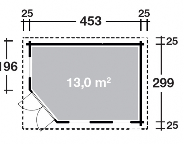 Grundriss Anna1-Raum / Terrasse 250.