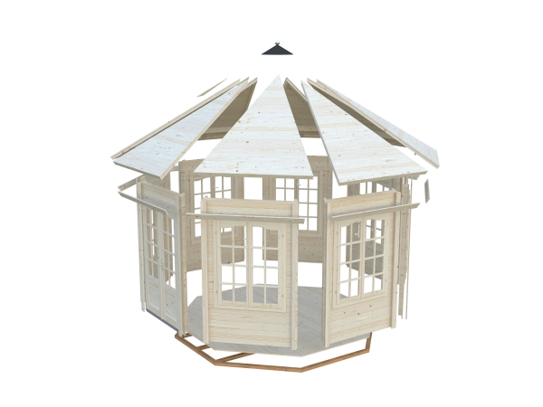 Schneller und einfacher Aufbau durch vorgefertigte Wand- und Dachelemente.