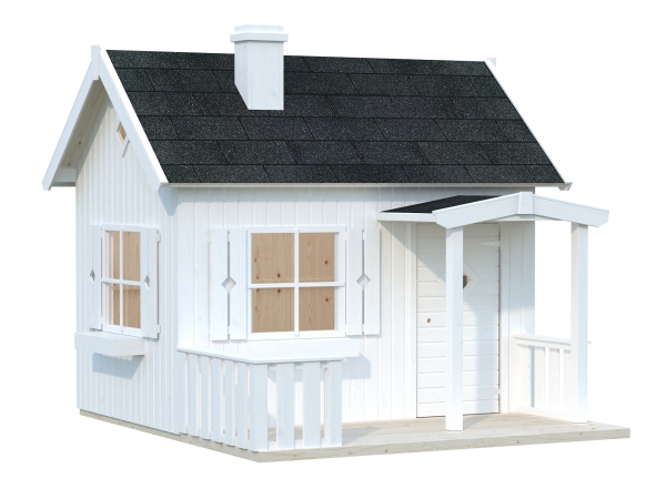 Spielhaus Otto in weiß lackiert.