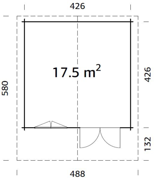 Palmako Gartenhaus Britta 17,5m² Grundriss.