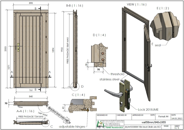Einzeltür Vollholz Typ K - D