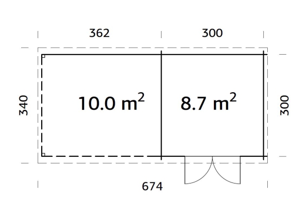 Grundriss Gartenhaus Ella 8,7+10,0 m².