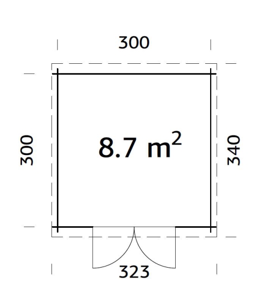 Grundriss Gartenhaus Ella 8,7 m² von Palmako