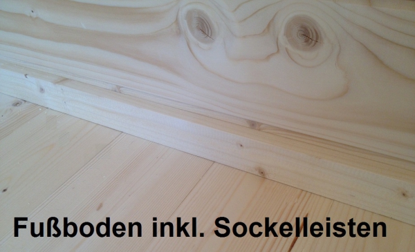 Sockelleisten und Holzboden als Option..