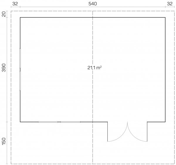 Grundriss vom Gartenhaus Göteborg Premium 70-B, Größe 5,00 x 4,10 m.