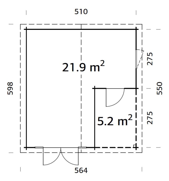 Gartenhaus Irene 21,9 + 5,2m²