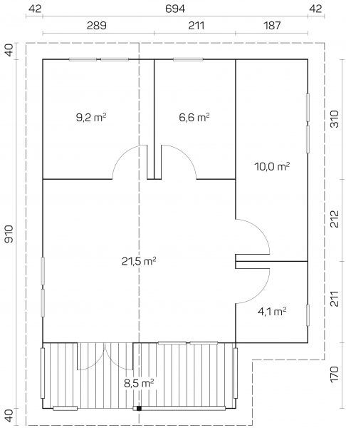 Grundriss Blockhaus Manzanares 58 ISO von Tene Kaubandus.