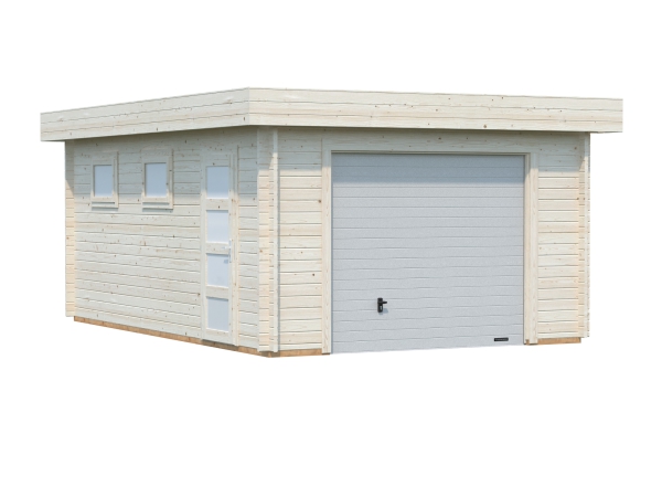 Die Holzgarage Rasmus 19m²  mit Sektionaltor.