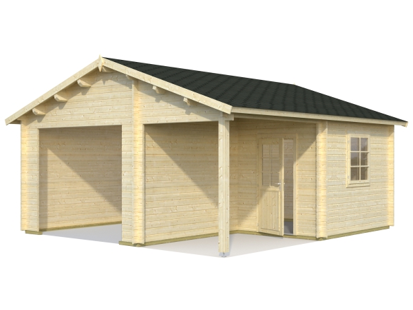 Roger 21,9 + 5,2 m² mit Sektionaltor in natur.-.