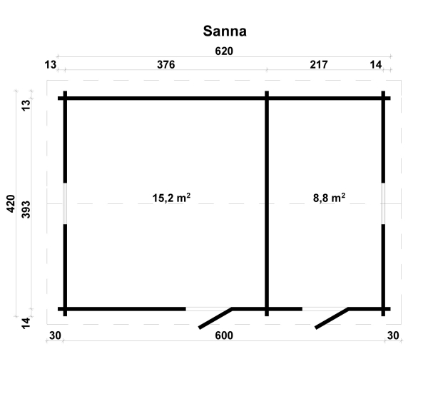 Grundriss Gartenhaus Sanna 70