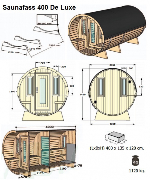 Saunafass 400 de Luxe / Sunny 2440