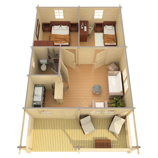 Einrichtungsbeispiel Blockhaus Toledo 70-C