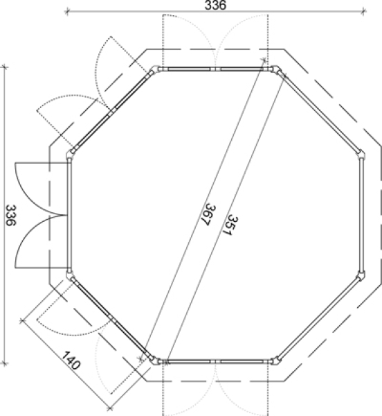 Grundriss 8-eck Pavillon Emma 40-4F von Tene.