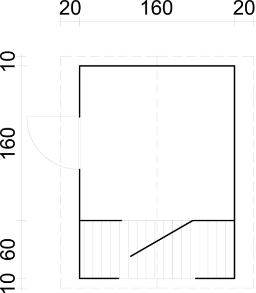 Grundriss Spielhaus Sam von Palmako in der Größe 1,80 x 2,40 m.