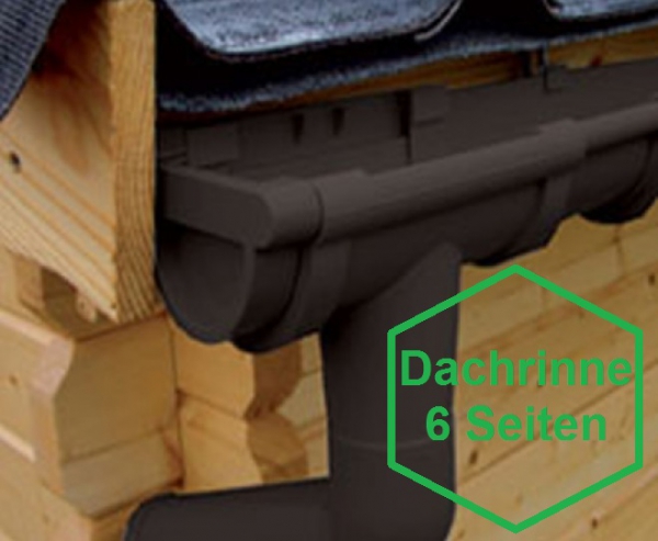 PVC Kunststoff Dachrinnen Komplett Set für 6-eck Dächer - für 6 Seiten bis 2,50 m Dachlänge