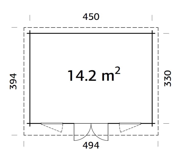 Grundriss Gartenhaus Lisa 14,2m².