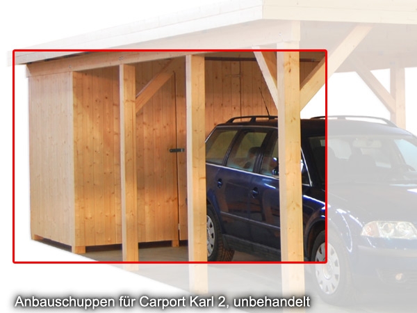 Anbauschuppen Geräteraum für Premium Carport Karl 2.