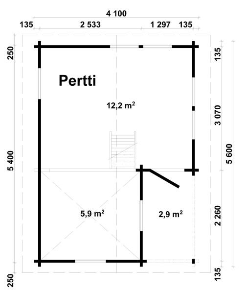 Grundriss Pertti mit Schlafboden.