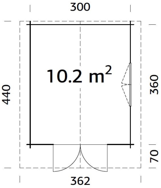 Grundriss Gartenhaus Sally 10,2m².