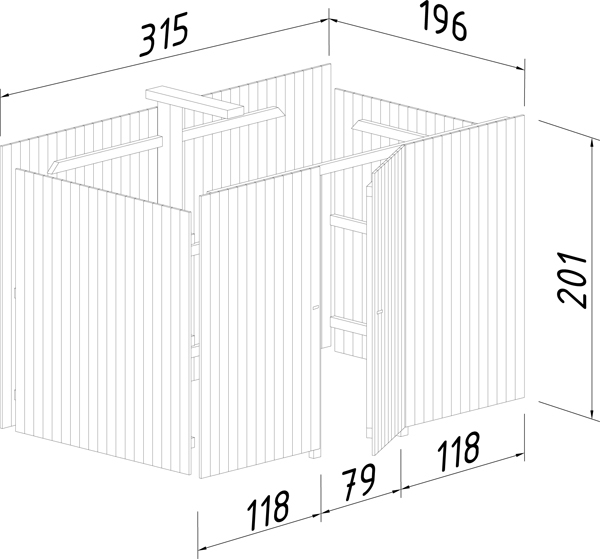 Zeichnung Geräteraum Palmako Carport Modell Karl 2.