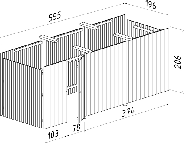 Zeichnung Palmako Anbauschuppen für Doppel-Carport Richard 2 von Palmako.