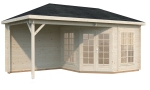 5-eck Gartenhaus Melanie mit Terrasse, 5,77 x 3,00 m