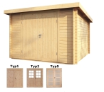 Pultdach Gartenhaus  Pulti 34-BDoppeltür als unbehandelter Bausatz von Wolff Finnhaus.