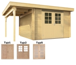 Pultdach Gartenhaus  Pulti 34-B mit SD-A, Doppeltür als unbehandelter Bausatz von Wolff Finnhaus.