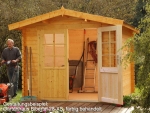 Gartenhaus Gerätehaus Bibertal-XS mit Doppeltür und kleinem Vordach als unbehandelter Bausatz.